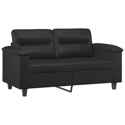 vidaXL 3 Piece Sofa Set with Pillows Black Faux Leather