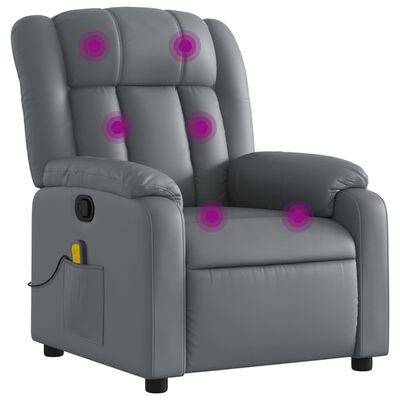 vidaXL Massage Recliner Chair Grey Faux Leather