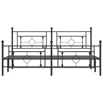 vidaXL Metal Bed Frame without Mattress with Footboard Black 180x200 cm Super King