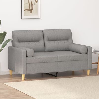 vidaXL 2-Seater Sofa with Pillows&Cushions Light Grey 120 cm Fabric