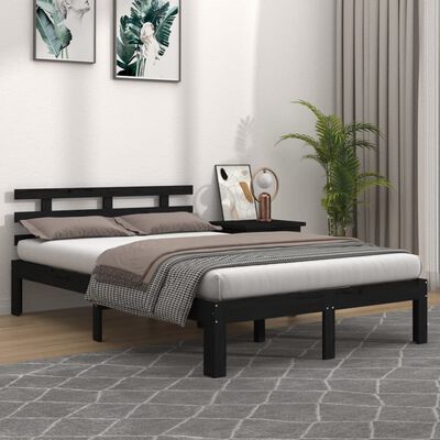 vidaXL Bed Frame without Mattress Black Solid Wood 150x200 cm King Size