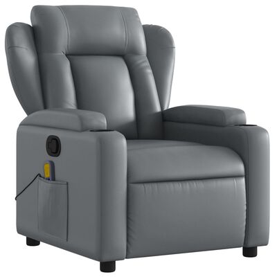 vidaXL Massage Recliner Chair Grey Faux Leather