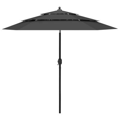 vidaXL 3-Tier Garden Parasol with Aluminium Pole Anthracite 2.5 m