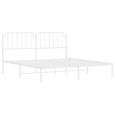 vidaXL Metal Bed Frame without Mattress with Headboard White 180x200 cm Super King