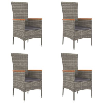 vidaXL Garden Chairs with Cushions 4 pcs Poly Rattan Grey