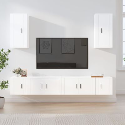 vidaXL 6 Piece TV Cabinet Set White Engineered Wood