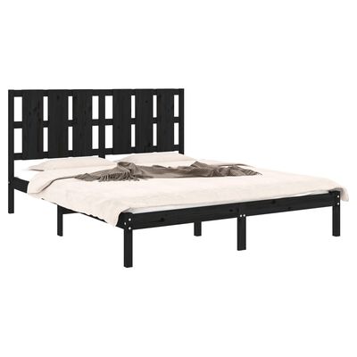 vidaXL Bed Frame without Mattress Black 150x200 cm King Size Solid Wood