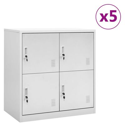 vidaXL Locker Cabinets 5 pcs Light Grey 90x45x92.5 cm Steel