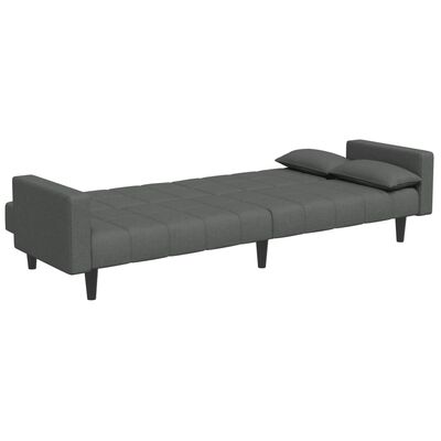 vidaXL 2-Seater Sofa Bed with Footstool Dark Grey Fabric