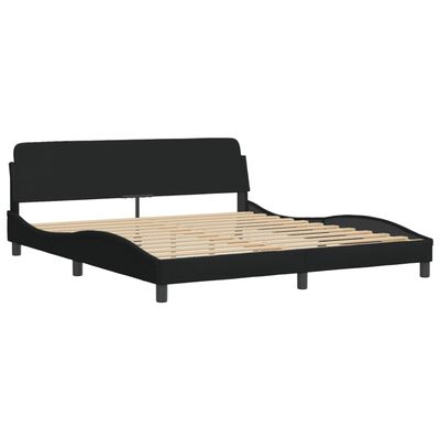 vidaXL Bed Frame with LED without Mattress Black 183x203 cm King Fabric