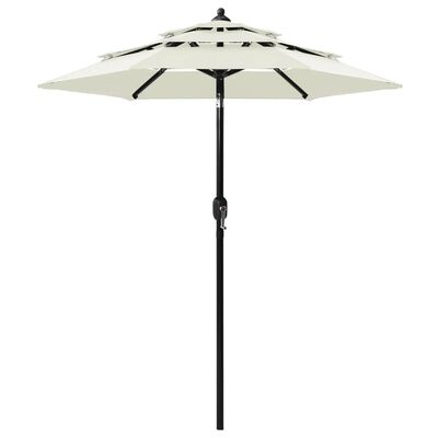 vidaXL 3-Tier Garden Parasol with Aluminium Pole Sand 2 m