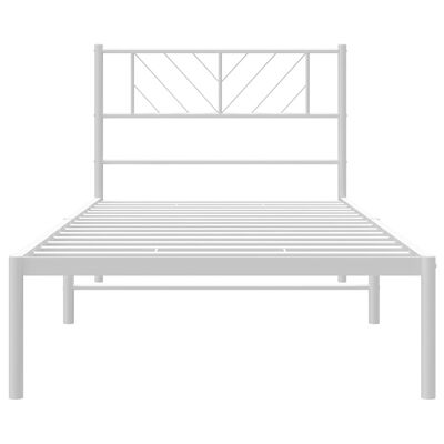 vidaXL Metal Bed Frame without Mattress with Headboard White 90x190 cm Single