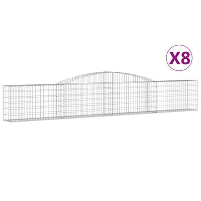 vidaXL Arched Gabion Baskets 8 pcs 400x30x60/80 cm Galvanised Iron