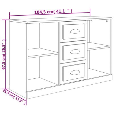 vidaXL Sideboard Smoked Oak 104.5x35.5x67.5 cm Engineered Wood