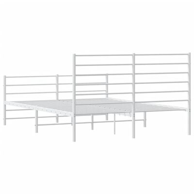 vidaXL Metal Bed Frame without Mattress with Footboard White 150x200 cm King Size