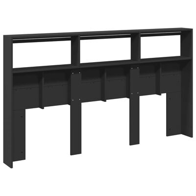 vidaXL Headboard Cabinet with LED Black 180x17x102 cm