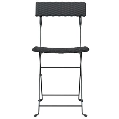 vidaXL Folding Bistro Chairs 8 pcs Black Poly Rattan and Steel