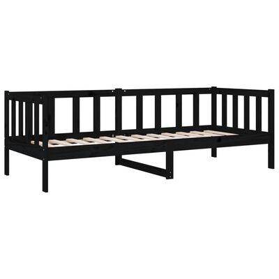 vidaXL Day Bed without Mattress Black 90x190 cm Single Solid Wood Pine