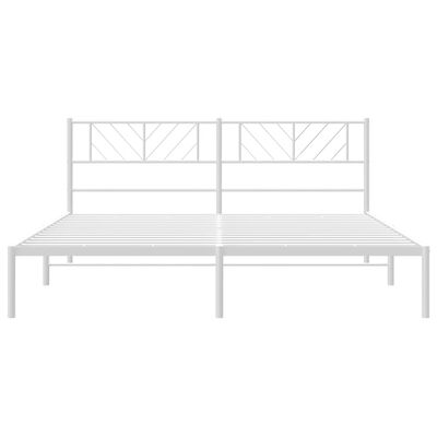 vidaXL Metal Bed Frame without Mattress with Headboard White 180x200 cm Super King