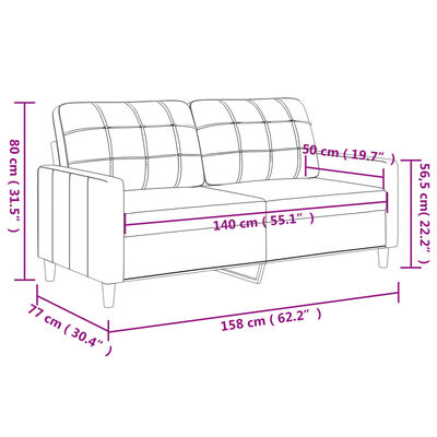 vidaXL 2-Seater Sofa Dark Grey 140 cm Fabric