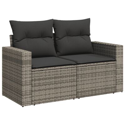 vidaXL 11 Piece Garden Sofa Set with Cushions Grey Poly Rattan