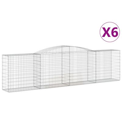 vidaXL Arched Gabion Baskets 6 pcs 400x50x100/120 cm Galvanised Iron