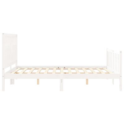 vidaXL Bed Frame without Mattress White King Size Solid Wood Pine