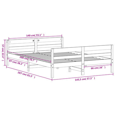 vidaXL Bed Frame without Mattress White 140x200 cm Solid Wood Pine