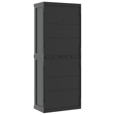vidaXL Outdoor Storage Cabinet Grey and Black 65x37x165 cm PP