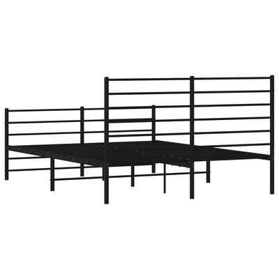 vidaXL Metal Bed Frame without Mattress with Footboard Black 135x190 cm Double