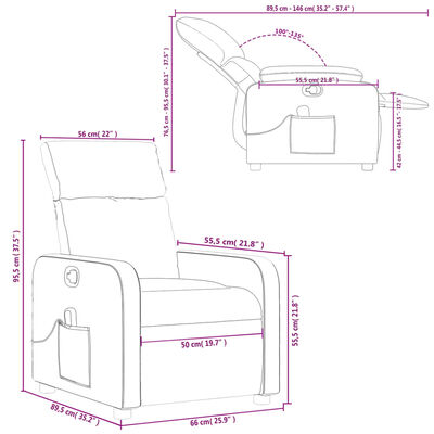 vidaXL Massage Recliner Chair Dark Grey Fabric