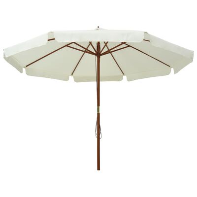 vidaXL Garden Parasol with Wooden Pole 330 cm Sand White