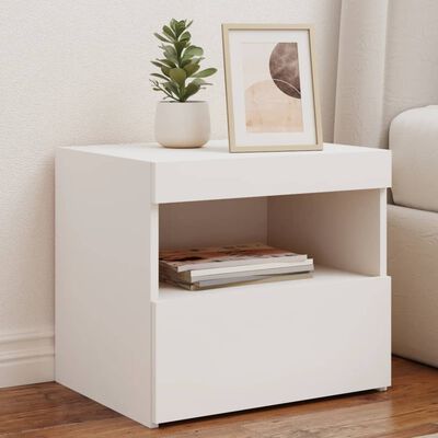 vidaXL Bedside Cabinets with LED Lights 2 pcs White 50x40x45 cm