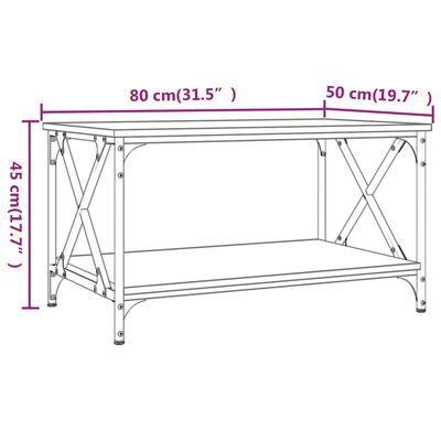 vidaXL Coffee Table Black 80x50x45 cm Engineered Wood and Iron