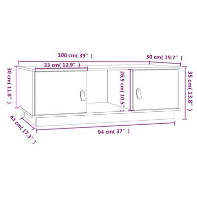 vidaXL Coffee Table 100x50x35 cm Solid Wood Pine