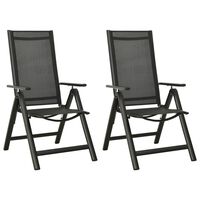 vidaXL Folding Garden Chairs 2 pcs Textilene and Aluminium Black