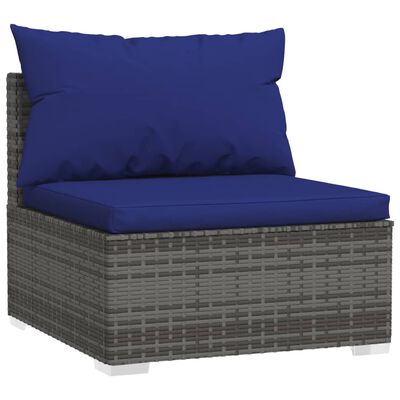 vidaXL 12 Piece Garden Lounge Set with Cushions Grey Poly Rattan