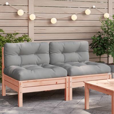 vidaXL Garden Sofa Armless with Cushions 2 pcs Solid Wood Douglas