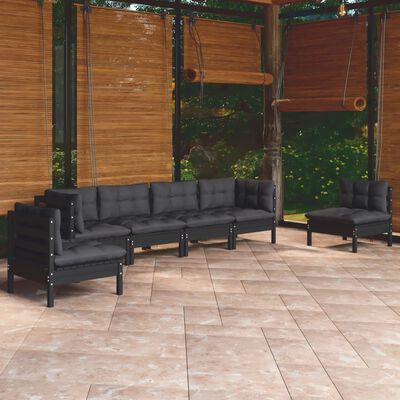 vidaXL 7 Piece Garden Lounge Set with Cushions Solid Pinewood