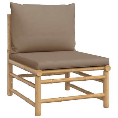 vidaXL 5 Piece Garden Lounge Set with Taupe Cushions Bamboo