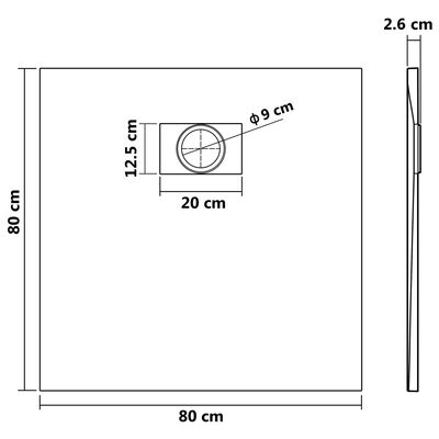 vidaXL Shower Base Tray SMC Black 80x80 cm