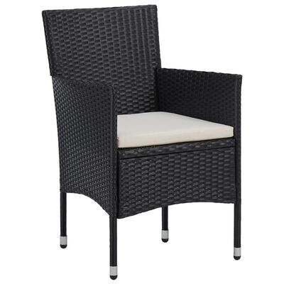 vidaXL 3 Piece Garden Dining Set Poly Rattan Black