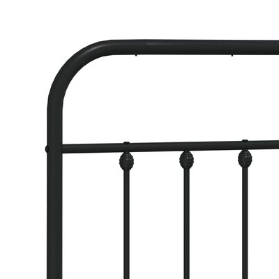 vidaXL Metal Bed Frame without Mattress with Headboard Black 135x190 cm Double