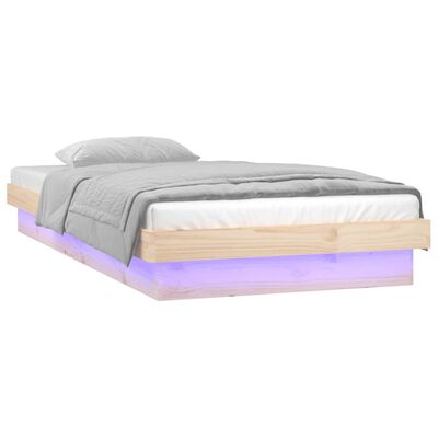 vidaXL LED Bed Frame without Mattress Single Solid Wood