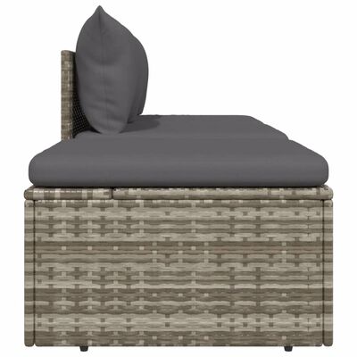 vidaXL 3 Piece Garden Lounge Set with Cushions Grey Poly Rattan