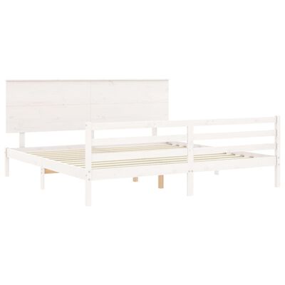 vidaXL Bed Frame without Mattress White Super King Size Solid Wood