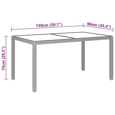 vidaXL 7 Piece Garden Dining Set Poly Rattan and Tempered Glass Brown