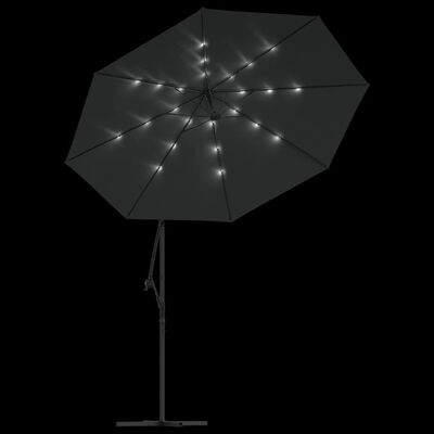 vidaXL Cantilever Garden Parasol with LED Lights and Steel Pole 300 cm Anthracite