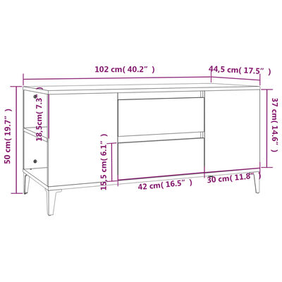 vidaXL TV Cabinet Concrete Grey 102x44.5x50 cm Engineered Wood