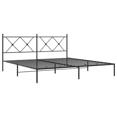 vidaXL Metal Bed Frame without Mattress with Headboard Black 180x200cm